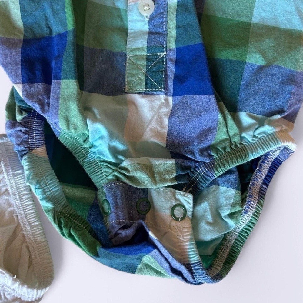 Baby Bodysuit Set - White and Plaid - Picture 8 of 9